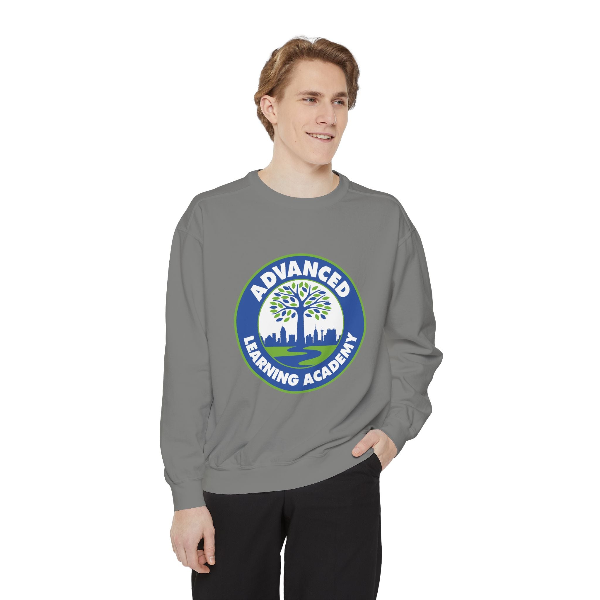 Advanced Learning Academy Unisex Garment-Dyed Sweatshirt | Casual & Comfy | Perfect for Tech Enthusiasts & Everyday Wear