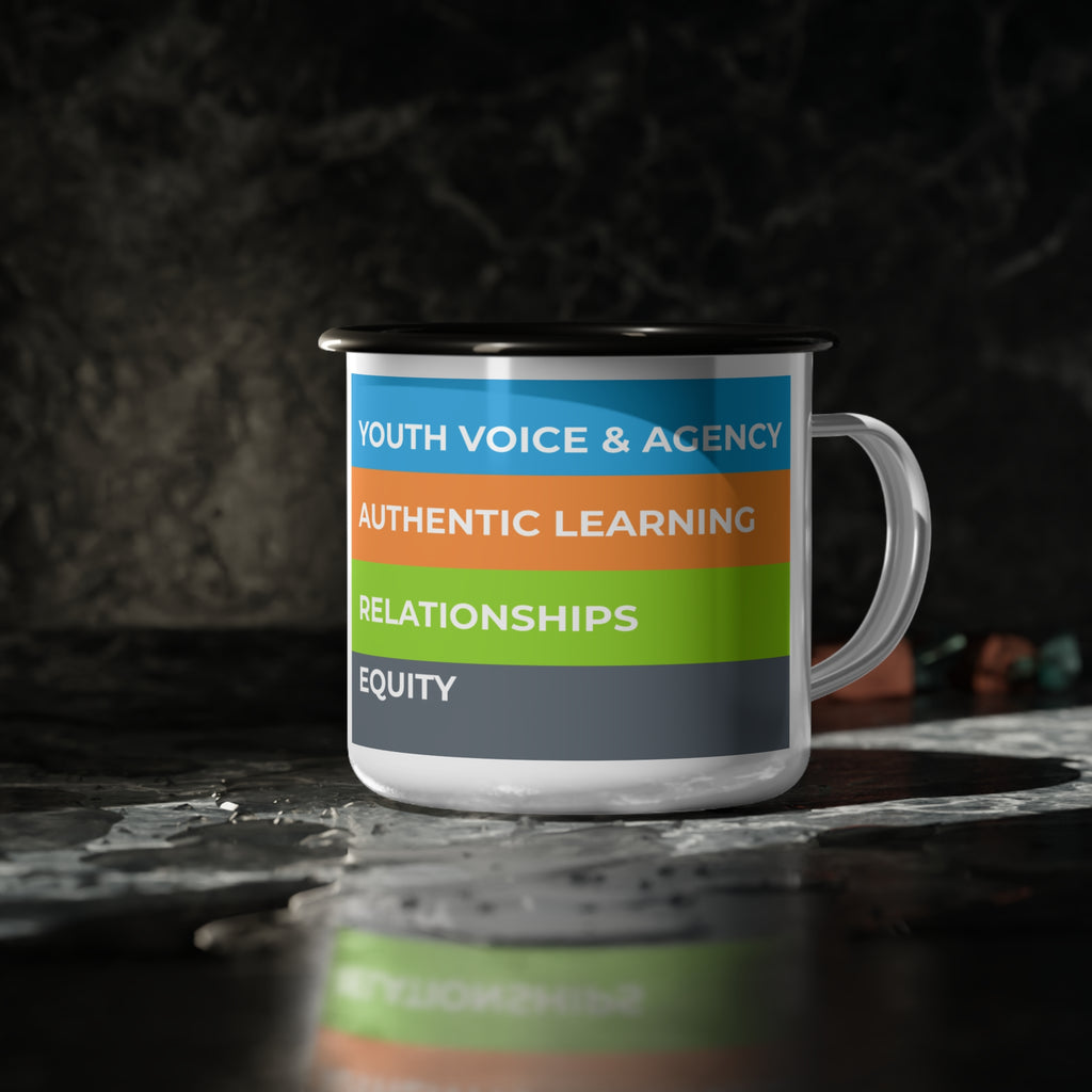 CAST Schools Core Pillars Enamel Camp Cup with Paw - Perfect for Outdoor Adventures and Everyday Use