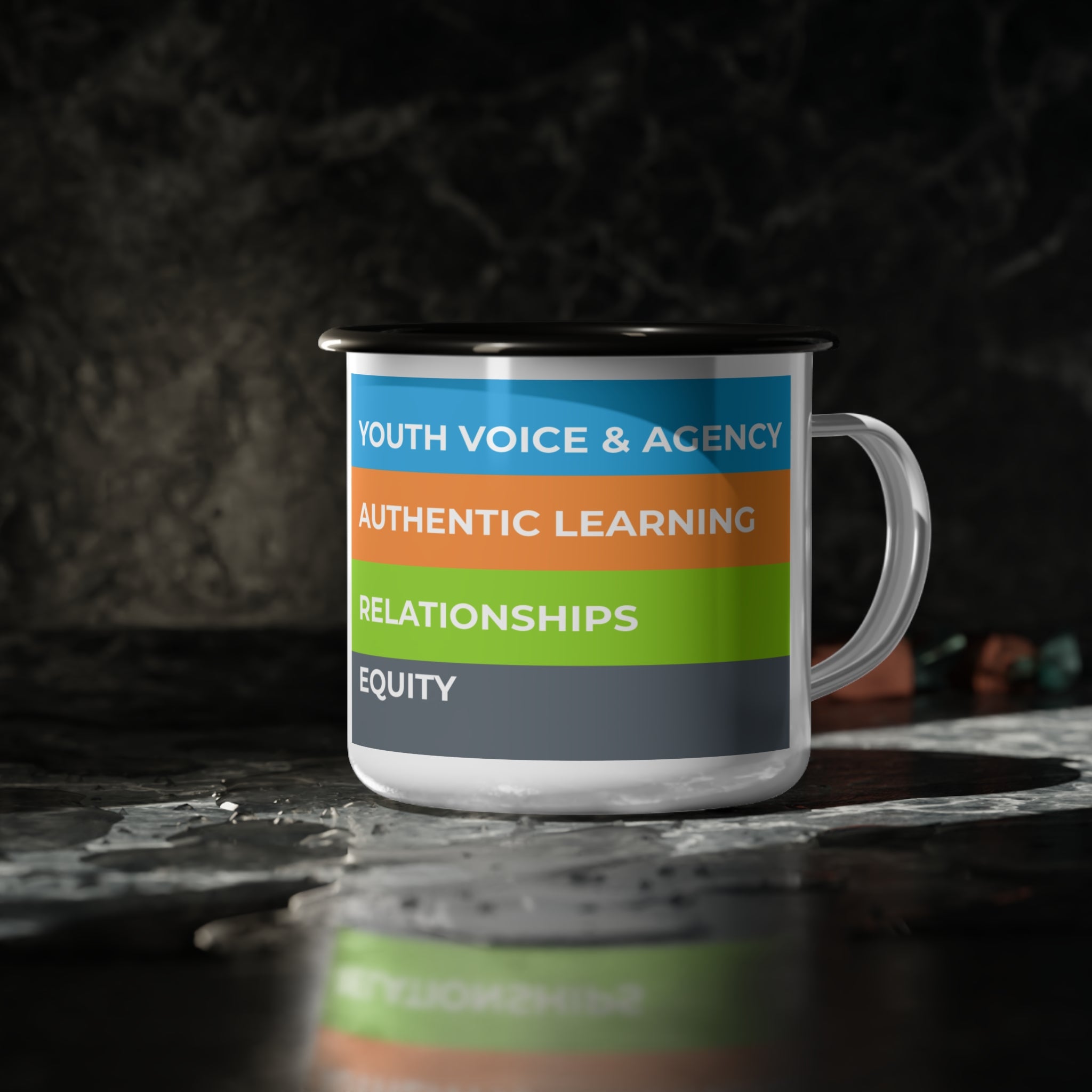 CAST Schools Core Pillars Enamel Camp Cup with Paw - Perfect for Outdoor Adventures and Everyday Use