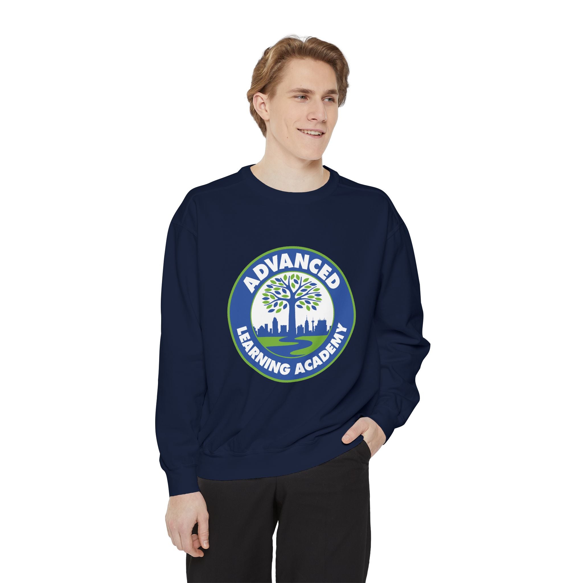 Advanced Learning Academy Unisex Garment-Dyed Sweatshirt | Casual & Comfy | Perfect for Tech Enthusiasts & Everyday Wear